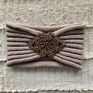 Brown and Beaded Winter Headband/ Ear Warmer
